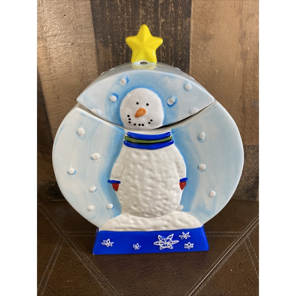 Snowman Ceramic Cookie Great Jar by Design PAC Inc. Christmas Holiday Snow Vtg